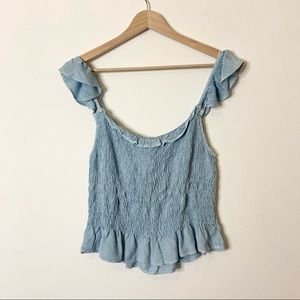 NWT Sim & Sam Ruffle Crop Top Light Blue Sz M